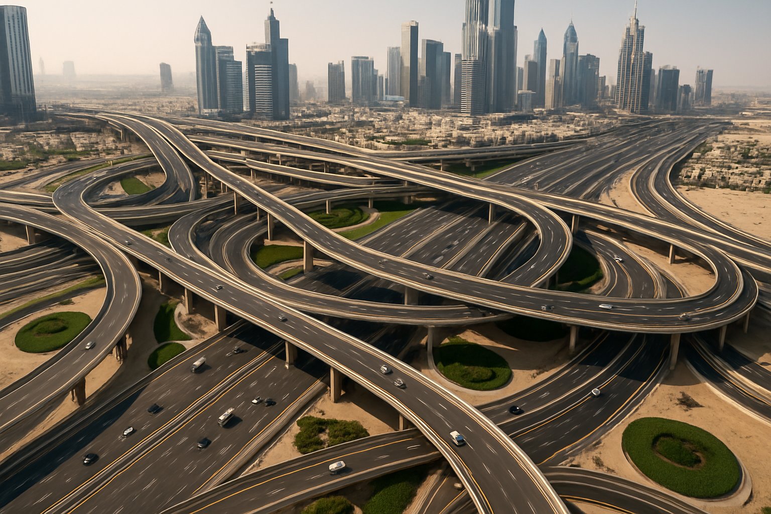 Aerial view of advanced road infrastructure in the UAE