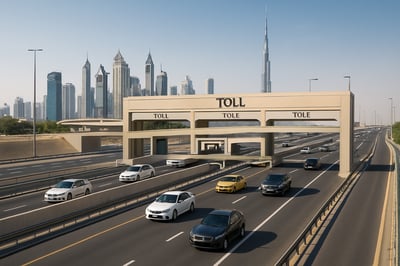 Modern toll road in Dubai with seamless traffic flow Modern toll road in Dubai with seamless traffic flow