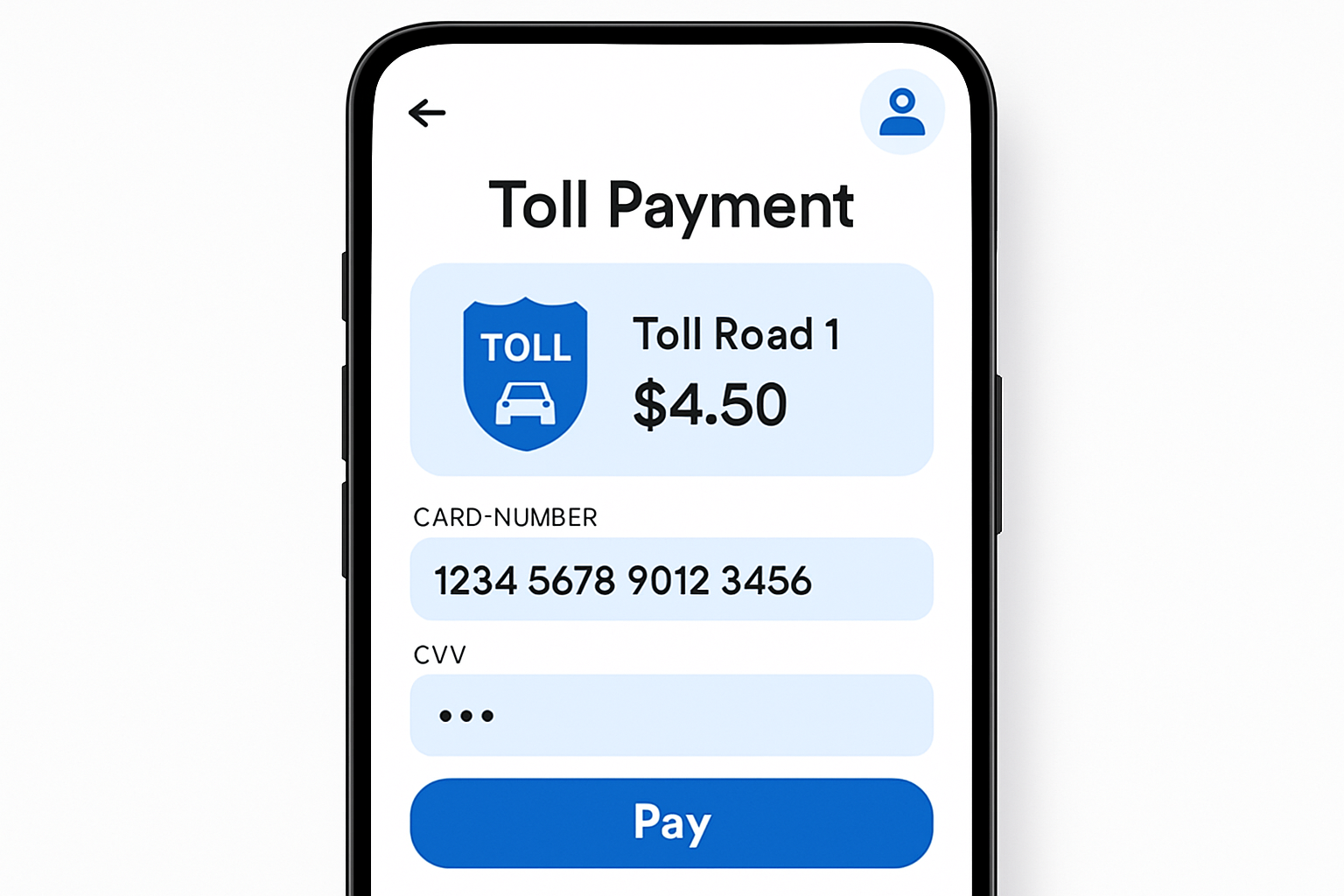 User-friendly toll payment app interface